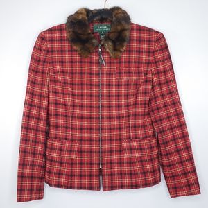 Lauren Ralph Lauren Zip Jacket Wool Blend Plaid